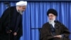 Iran's supreme leader Ayatollah Ali Khamenei (right) along President Hassan Rouhani,April 14, 2018.