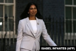 Suella Braverman Londonban, a Downing Streeten, 2022. szeptember 6-án