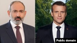 Премьер-министр Армении Никол Пашинян (слева) и президент Франции Эмманюэль Макрон