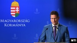 Gulyás Gergely Miniszterelnökséget vezető miniszter a Kormányinfó sajtótájékoztatón 2022. szeptember 8-án