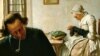 Вібранд Хендрыкс, «Жанчына цыруе шкарпэтку ў інтэр’еры» (пачатак 19 ст.).