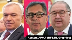 The three oligarchs whom Hungary wants to see exempted from EU sanctions: Viktor Rashnikov (left), Pyotr Aven (center), and Alisher Usmanov (composite file photo)