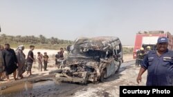 تصویر منتشر شده توسط خبرگزاری صدا و سیما از ون منفجر شده زائران