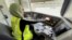 Cairo, Egypt -- One of the first two female drivers of the Cairo metro in the cabin of the train