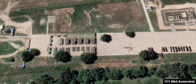 A satellite view of the Russian base taken in June shows tents where now there are none.