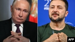 Владимир Путин (чап) ва Владимир Зеленский (рост)