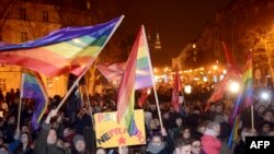 La un protest condamnînd violența anti-LGBT la Zagreb (2017)