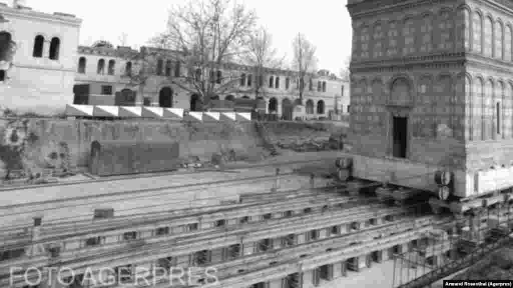 Weighing 9,000 tons, the Mihai Voda Orthodox Church was the biggest building that Eugeniu Iordachescu moved. The rail system he developed in Bucharest was similar to one used by Czechoslovak engineers to move the Church of the Assumption of the Virgin Mary in the city Most in 1975. 