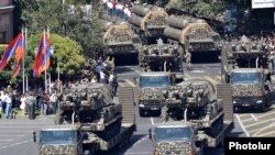 Armenia - The Armenian army demonstrates Buk air-defense systems recently acquired from Russia as well as S-300 surface-to-air missiles during a parade in Yerevan, 21Sep2016.