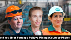 Зліва направо: газоелектрозварювальниця Альона Піддубна, сепараторниця Кіра Абаза та водійка великовантажної машини Тетяна Литвинчук працюють на Полтавському гірничо-збагачувальному комбінаті Ferrexpo Poltava Mining