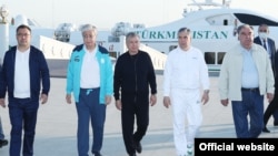 Central Asian presidents from left to right: Kyrgyzstan's Sadyr Japarov, Kazakhstan's Qasym-Zhomart Toqaev, Uzbekistan's Shavkat Mirziyoyev, Turkmenistan's Gurbanguly Berdymukhammedov, and Tajikistan's Emomali Rahmon.