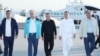 TURKMENISTAN -- The presidents of five countries of Central Asia : Kyrgyzstan's Sadyr Japarov (left to right), Kazakhstan's Qasym-Zhomart Toqaev, Uzbekistan's Shavkat Mirziyoev, Turkmenistan's Gurbanguly Berdymukhammedov, and Tajikistan's Emomali Rahmon g