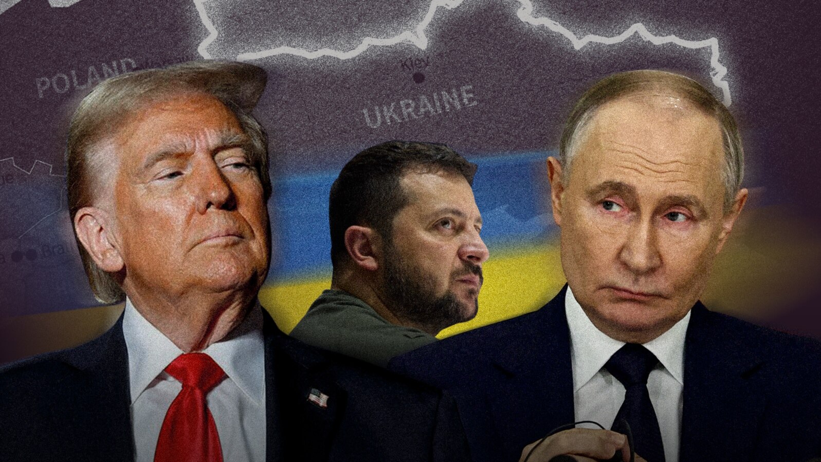 Președintele american Donald Trump (stânga) urmează să vorbească la telefon cu Vladimir Putin (dreapta). Liderul ucrainean Volodimir Zelenski va urmări îndeaproape evoluțiile.