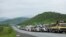 Armenia - Iranian trucks are parked on a roadside in Syunik, October 7, 2021.