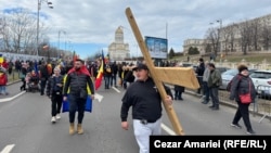 რუმინეთის საპრეზიდენტო კანდიდატის, კალინ ჯორჯესკუს მხარდამჭერთა აქცია, ბუქარესტი, 2025 წლის 10 იანვარი 