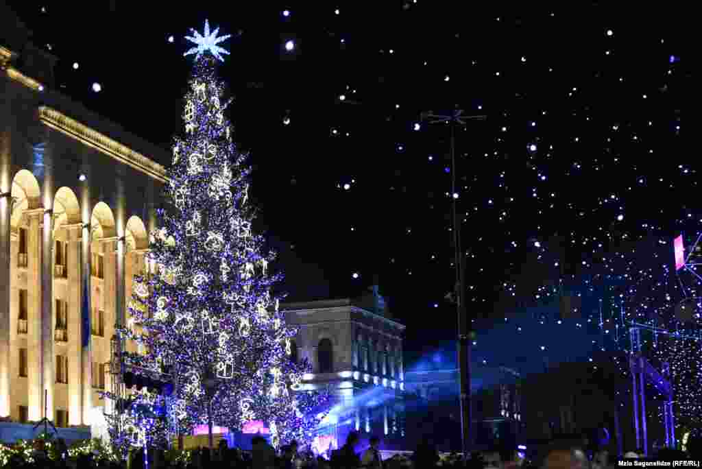 Georgia - New year tree. Christmas tree in Tbilisi.