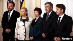 Hillary Clinton i Catherine Ashton sa članovima Presjedništva BiH, 30. oktobar 2012.