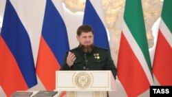 Рамзан Кадыров во время инаугурации в Грозном