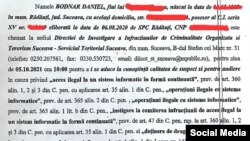 Citația pe care a primit-o Daniel Bodnar de la DIICOT Suceava în care este considerat suspect de consum de droguri