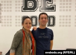 Valyantsina Chuduk, a professional dancer and psychologist, with Kiryl Valoshin in a dance studio in Vilnius.