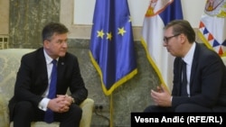  Specijalni predstavnik Evropske unije Miroslav Lajčak sa predsednikom Srbije Aleksandrom Vučićem u Beogradu, 23. novembar 2021.