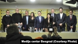 Lideri grupe opozicionih stranaka na konferenciji za medije u Beogradu (26. novembar 2021)