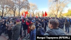 Протест несогласных с итогами выборов в Бишкеке. 29 ноября 2021 года
