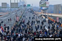 Protesta në Beograd më 27 nëntor 2021.