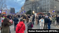 Blokirana raskrsnica na uglu Kneza Miloša i Bulevara kralja Aleksandra, Beograd (27. novembar 2021.)