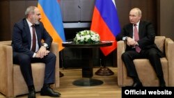 Russia - Russian President Vladimir Putin meets with Armenian Prime Minister Nikol Pashinian in Sochi, November 26, 2021.