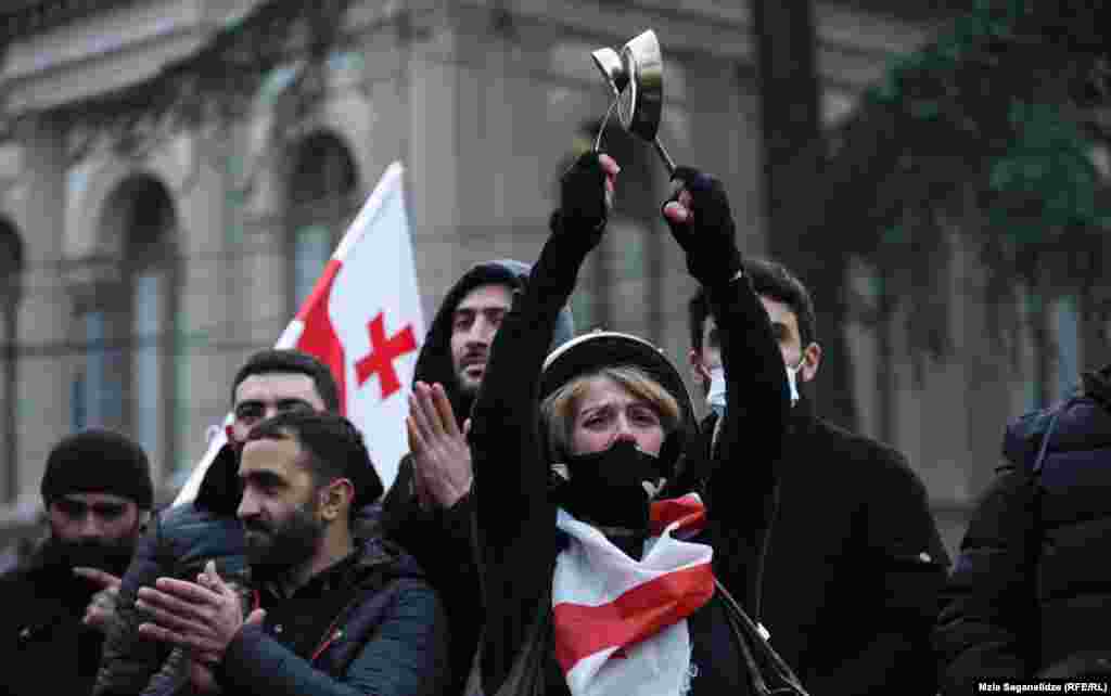 A rally in Tbilisi in support of Mikheil Saakashvili, the jailed former president of Georgia. Saakashvili has been in custody since October 1 after returning to Georgia after eight years of self-imposed exile. He just ended a 50-day hunger strike.