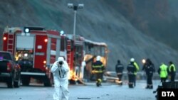 Локацијата каде автобусот на „Бес транс“ се запали на автопатот во Бугарија, а загинаа 46 луѓе и 7 беа повредени. 23.11.2021.