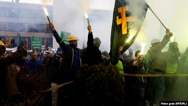 Protesta e minatorëve në Sarajevë më 23 nëntor 2021.