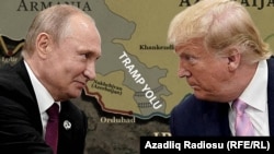 دونالد ترمپ رییس جمهور امریکا (راست) و ولادیمیر پوتین رییس جمهور روسیه (چپ) 