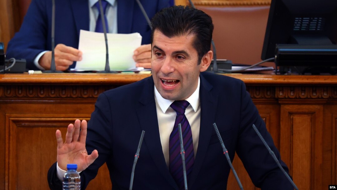Kiril Petkov speaks before parliament in Sofia on December 3.