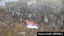 Blokada Brankovog mosta na protestu u Beogradu, 4. decembar 2021.