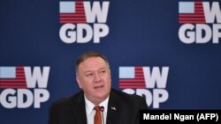 U.S. Secretary of State Mike Pompeo attends an event celebrating the one-year anniversary of the White House’s Women’s Global Development and Prosperity (W-GDP) Initiative at the Department of State in Washington, February 12, 2020