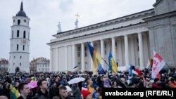 უკრაინის მხარდამჭერი დემონსტრაცია. ვილნიუსი, 24 თებერვალი, 2024.