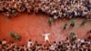 Një pjesëmarrëse shtrihet në domatet e shtypura gjatë festivalit vjetor &quot;La Tomatina&quot; në Bunol, afër Valencias, Spanjë, 28 gusht 2024.