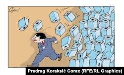 Karikaturista Predrag Koraksić Corax stalni je saradnik Radija Slobodna Evropa i jednom sedmično objavljujemo njegov komentar političkog života Srbije bez riječi.