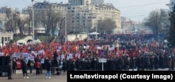 The protest organized by the administration in Tiraspol on January 24 against customs duties during which Tataru and a cameraman were detained.