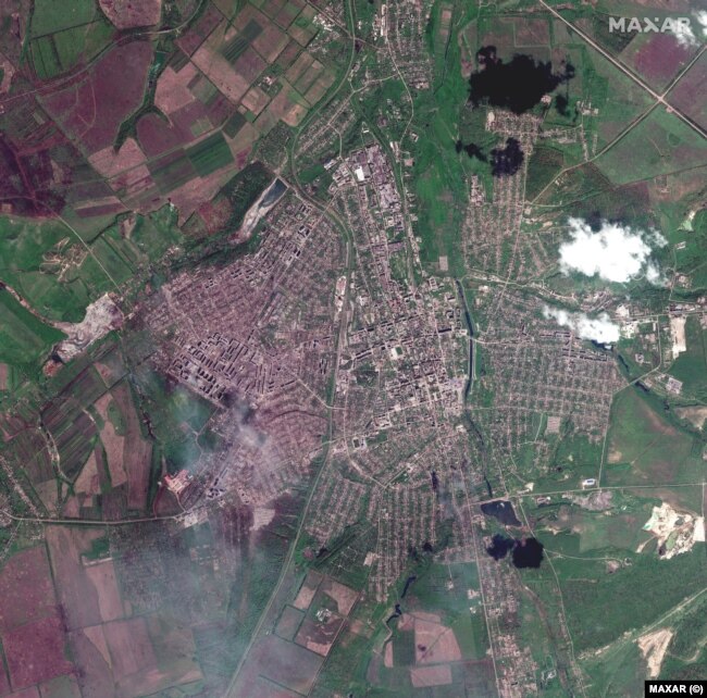 Сателитна снимка на Бахмут от 15 май 2023 г.