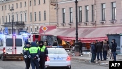 A robbanás helyszíne Szentpéterváron 2023. április 2-án