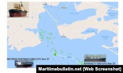 Морской портал Maritime News 28 ноября опубликовал карту вероятного столкновения трех сузогрузов