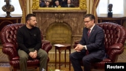 Susret ukrajinskog predsjednika Volodimira Zelenskog i prvog čovjeka Zastupničkog doma američkog Kongresa Mikea Johnsona u Washingtonu, SAD, 12. decembra 2023.