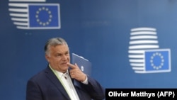 Orbán Viktor az EU-csúcson 2021. június 25-én Brüsszelben