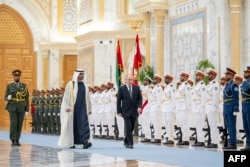 Президент ОАЭ, шейх Мохаммед бен Заид аль Нагаян и президент России Владимир Путин. Абу-Даби, 6 декабря 2023 года