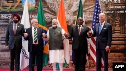 Disa nga liderët e vendeve të G20-ës, gjatë samitit të Nju Delhit, 9 shtator 2023.