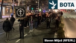 Marshi i djathtistëve i mbajtur në Beograd më 21 shkurt 2024. 