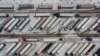 This aerial view shows Ukrainian trucks on the parking lot next to the Korczowa Polish-Ukrainian border crossing on December 5.